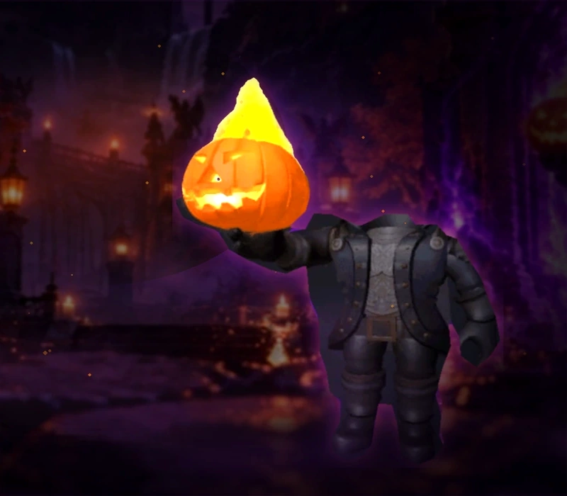 Headless Horseman bundle displayed in a Halloween courtyard